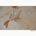 Luxury Lebanon Bridal Long Sleeve Ball Gown Crystal Sash Belt Lace Muslim Hijab beaded wedding dress muslimah